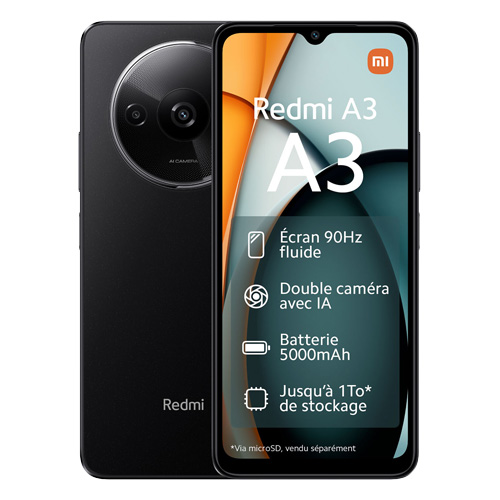Redmi A3 (dual sim) 64 Go noir reconditionné Reconditionné - Xiaomi reconditionné disponible sur Recommerce