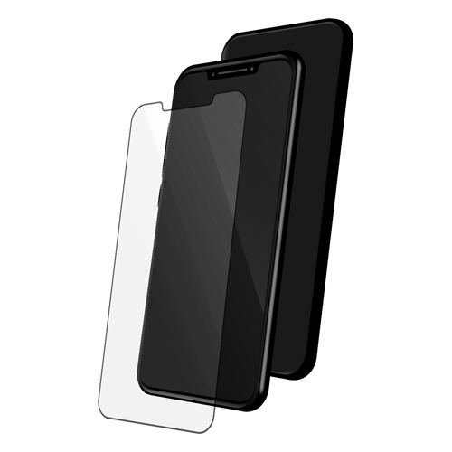 Schwarze Schale + Bildschirmschutz (Vorderseite), der speziell auf die Größe des Smartphones zugeschnitten ist